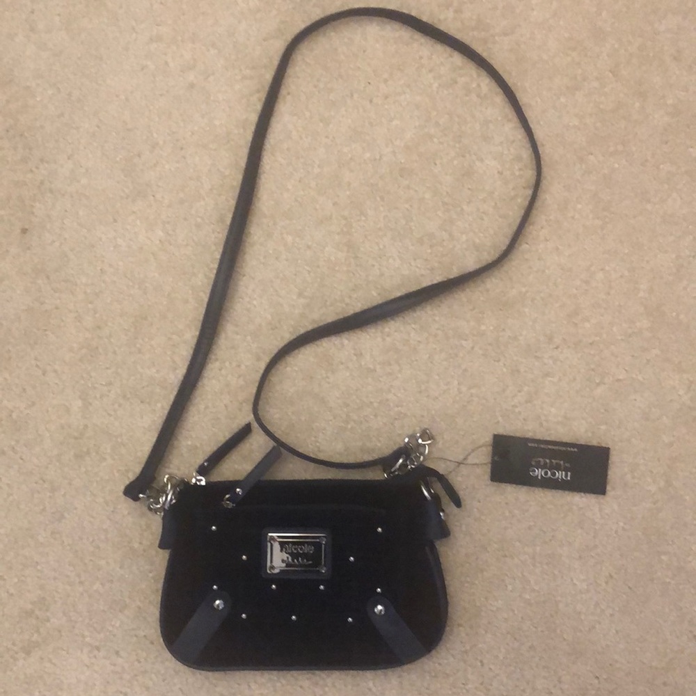 Nicole Miller Clutch Purse Navy Blue Suede NWT